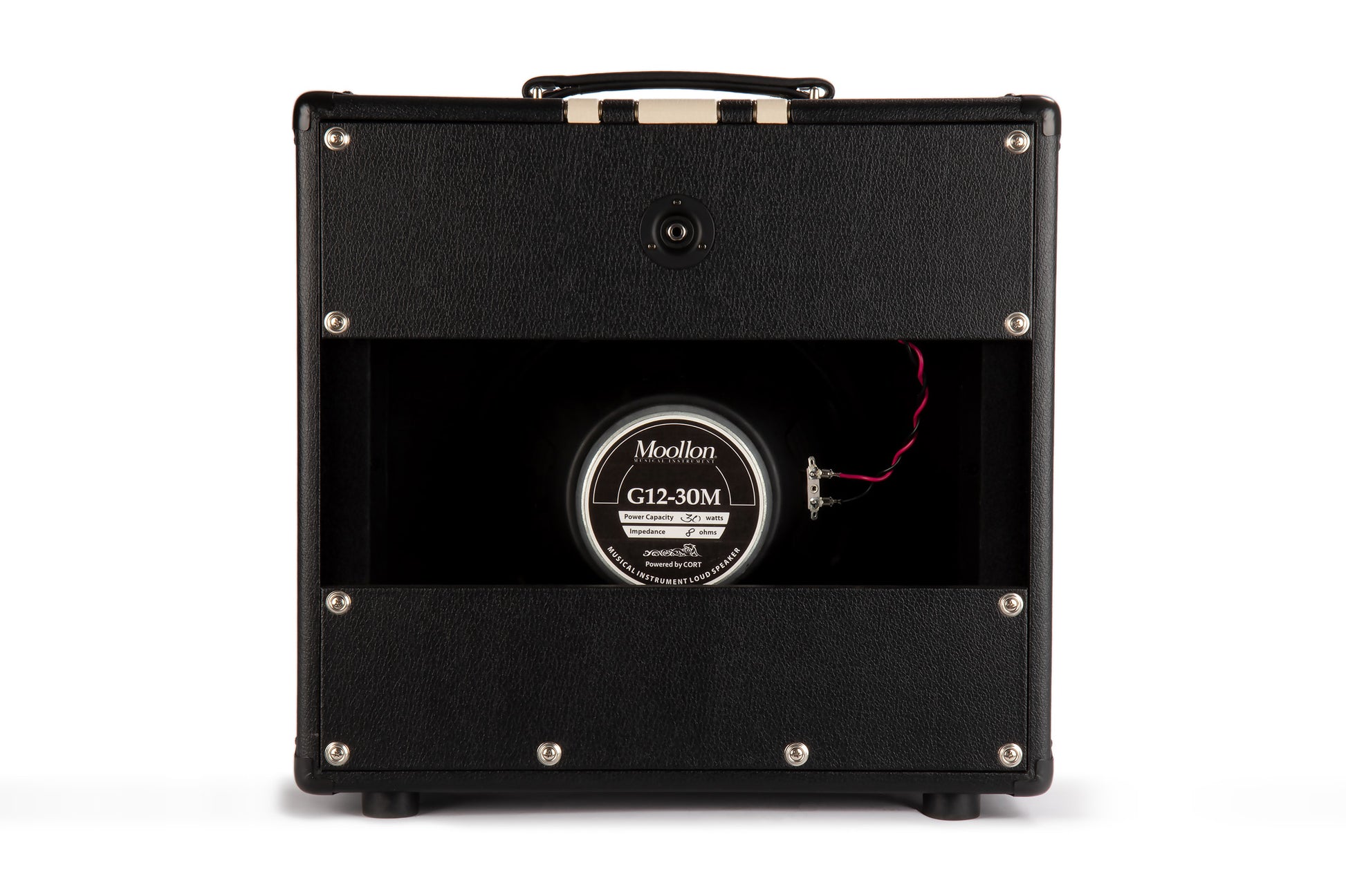 Enceinte guitare, 30W (8 ohms), 1 x 12" Moollon G12-30M, connecteur jack, poids: 14 kg, dimensions: 47 x 50 x 23 cm, noir