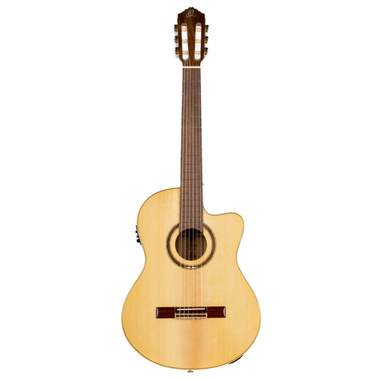 RCE138SN, modèle Slim Neck, pan coupé, EQ MagusPro, table épicéa massif, f/e sapele, manche acajou (sillet 48 mm), housse