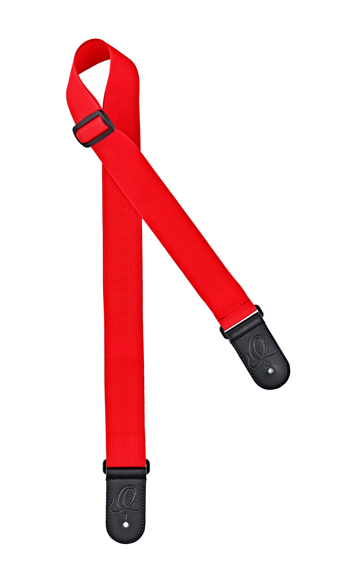 Courroie guitare, nylon, extrémités cuir, largeur 5 cm, longueur jusqu'à 180 cm, rouge