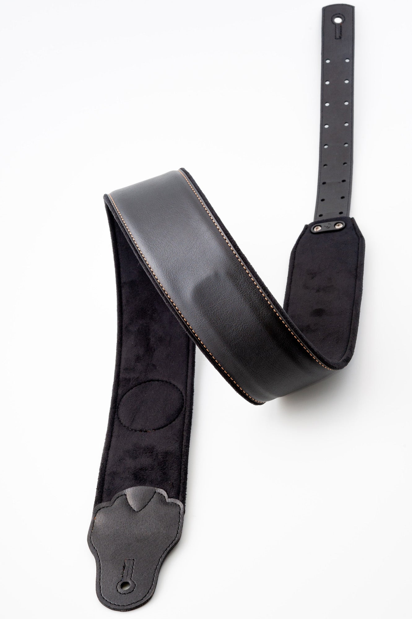 Courroie modèle TATOO PANTHER, extérieur synthétique, largeur 7 cm, longueur 98 à 153 cm, porte-médiators intégré, noir