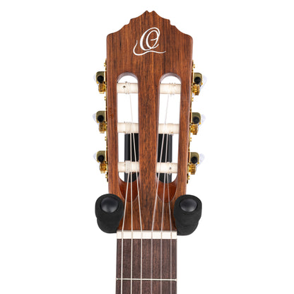 Support mural pour guitare et basse, embase bois, fixation par 2 vis, étrier (largeur: 4.5 cm) recouvert de mousse, noir