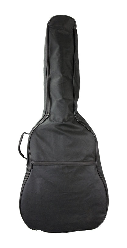 Housse guitare dreadnought, rembourrée 5 mm, poignée, courroies réglables, renfort à la base, poche extérieure, noir