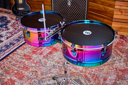 Jeu timbales 14 & 15" Diego Camacho, acier inoxydable, support double embase