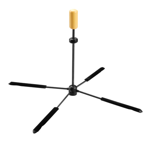 Support flûte pliable ultra-compact, se range dans l'instrument (hauteur: 17.5 cm, poids: 0.1 kg, taille replié: 17 x 2 cm)