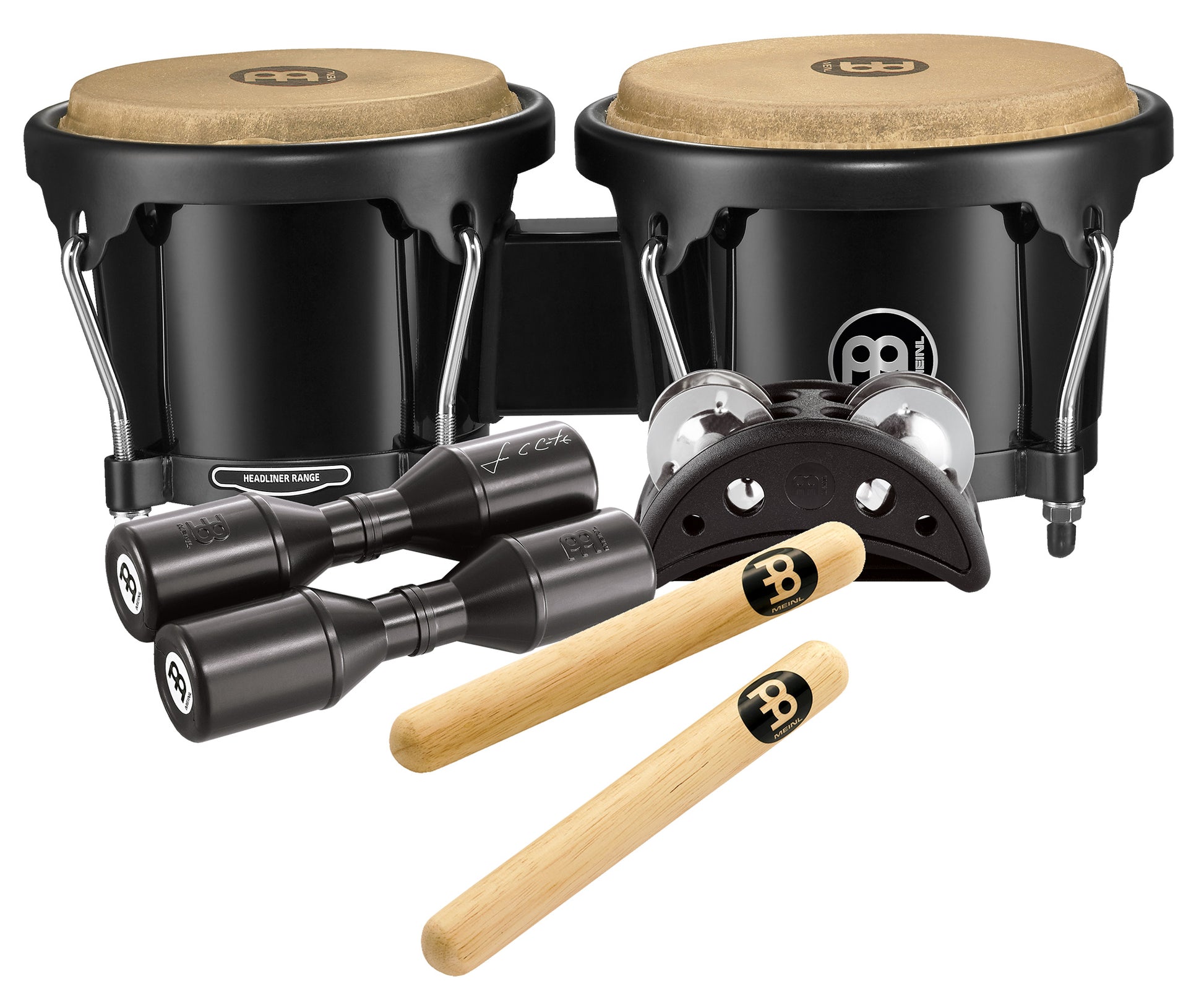 BONGOS MEINL & PACK PERCUSSION, HB50BK, CFJS2SBK, CL1, SH4BK
