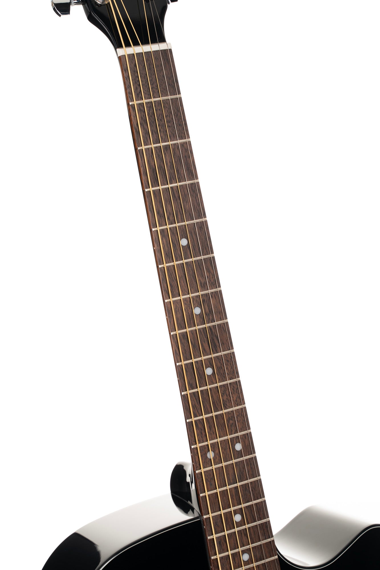 Earth 60 CE, pan coupé, table épicéa massif, fond & éclisses acajou, touche laurier, EQ CE304T, noir brillant