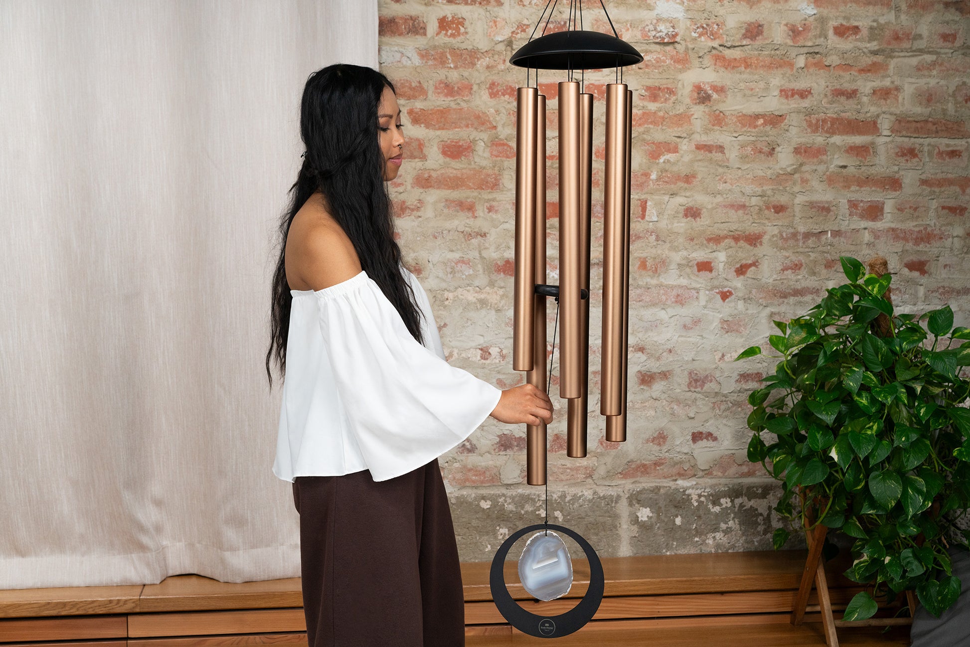 CHIMES SONIC ENERGY AGATE 50", BRONZE