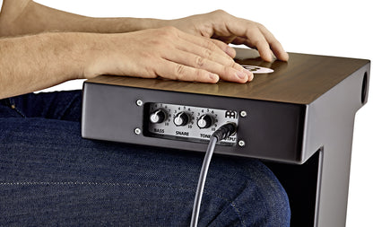 Slap-Top Cajon, pré-ampli Passive pickup system with high, façade noyer, corps fibre, timbre interne, projection du son, noir