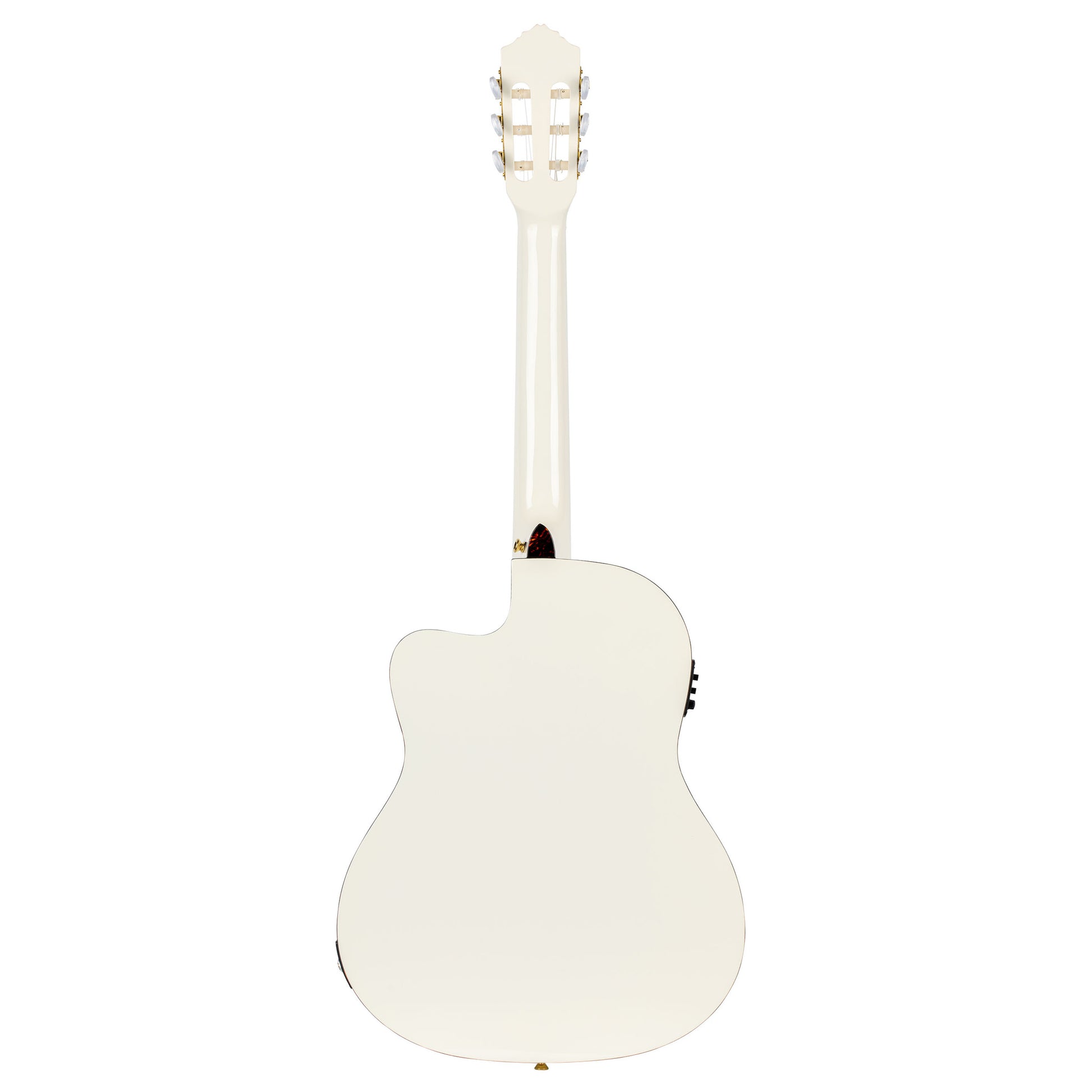 RCE145, modèle à caisse fine, pan coupé, EQ MagusPro, table épicéa massif, manche acajou (sillet 48 mm), blanc brillant