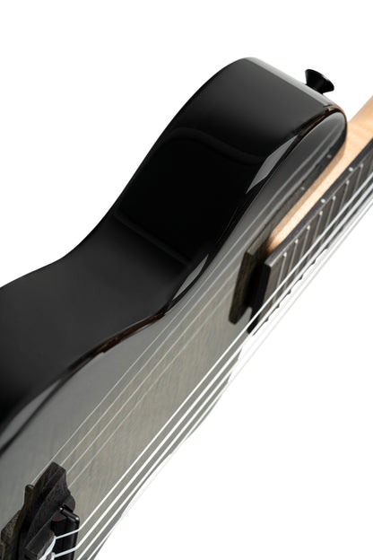 NEO-U-TGB, modèle Ténor, pan coupé, EQ MagusExpress, table érable flammé, corps okoumé, manche érable, housse, gris