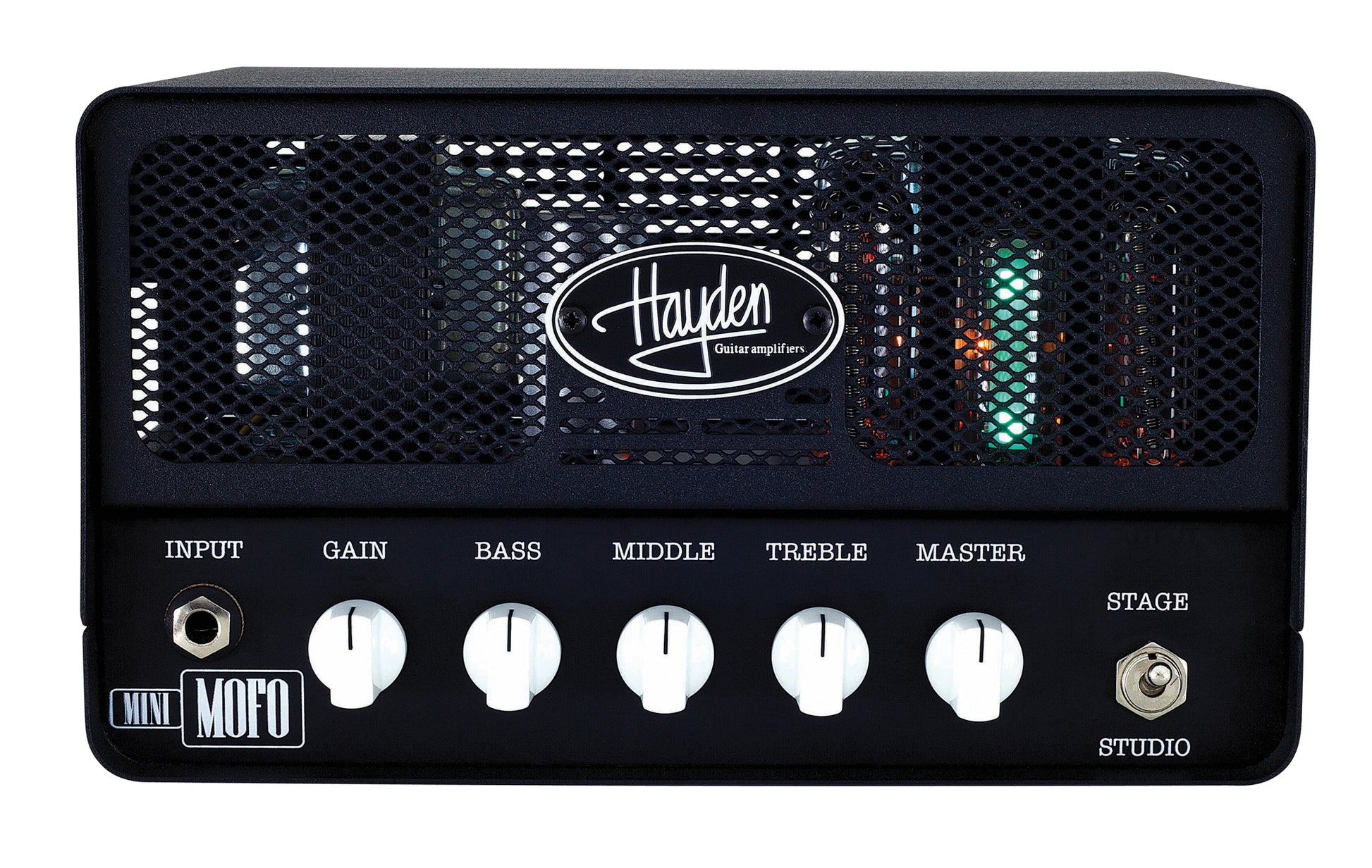 Tête guitare à lampes MINI MOFO, 15W (2x EL84) en mode Stage, 2W en mode Studio, préampli à lampe, EQ 3 bandes, housse, 4.7 kg