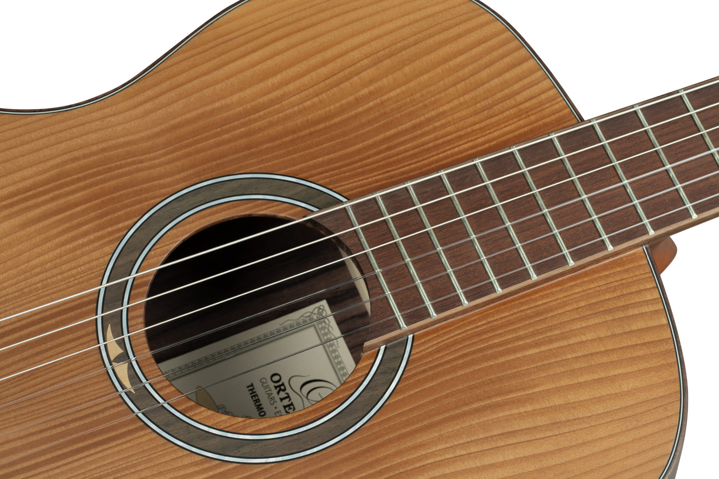 R23RO, table épicéa massif torréfié, fond & éclisses pao ferro, manche érable torréfié, housse, marron