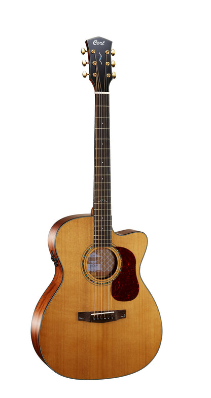 GOLD-OC6, forme Orchestra Model pan coupé, table épicéa massif torréfié, f/e acajou, EQ Fishman Flex Blend, naturel brillant