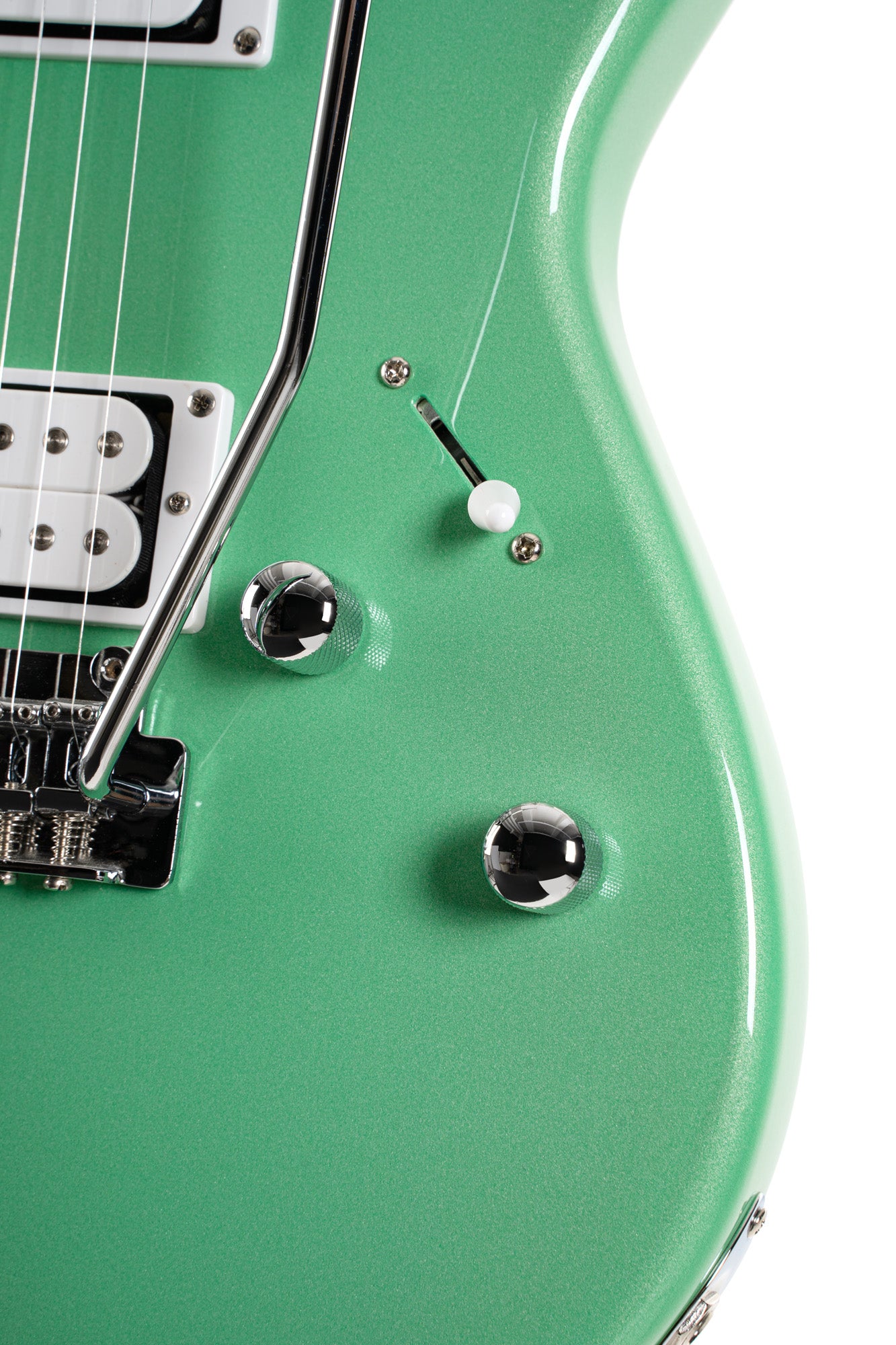 G250 SPECTRUM, corps tilleul, manche érable, touche érable, 2 micros double Cort Alnico V, trémolo, vert métallisé