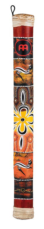 Bâton de pluie, 60 cm, bambou naturel, rouge avec motifs