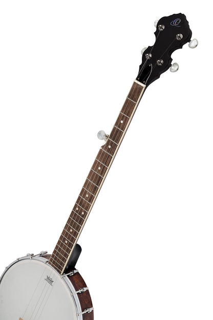 OBJ150OP, banjo 5 cordes fond ouvert, 18 tirants, cercle acajou, manche acajou, whiskey burst satiné