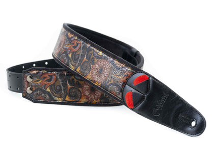 Courroie modèle CRUNCH, extérieur synthétique, largeur 6 cm, longueur 100 à 145 cm, porte-médiators intégré, noir