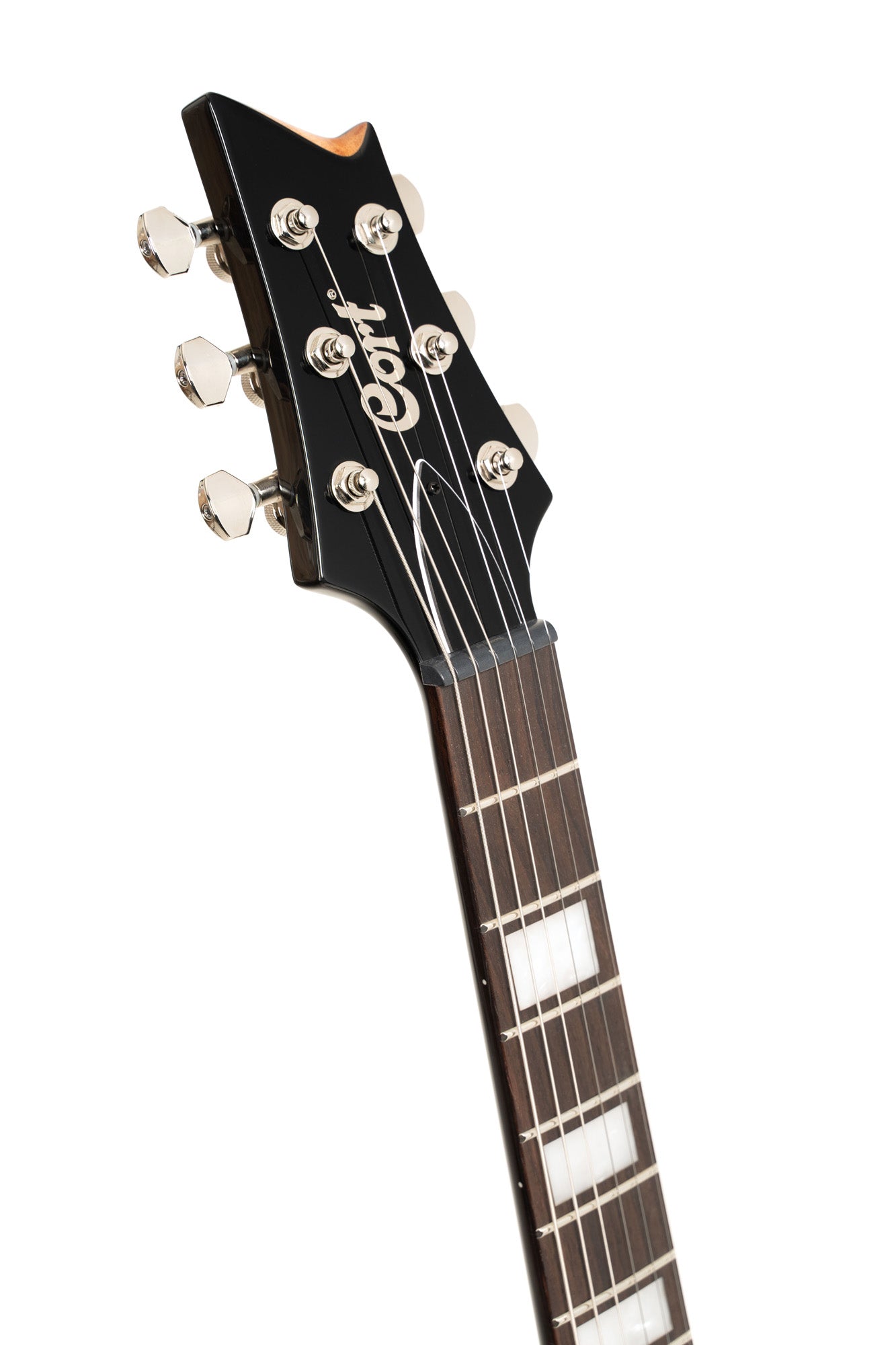 M600, corps acajou, placage érable flammé, manche collé acajou, 2 micros doubles Cort Voiced Tone VTH-59, tobacco sunburst