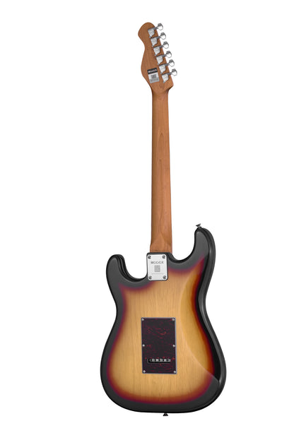 MOOER MSC10PRO, corps peuplier, manche érable torréfié satiné, touche ébène tech, sunburst, avec housse