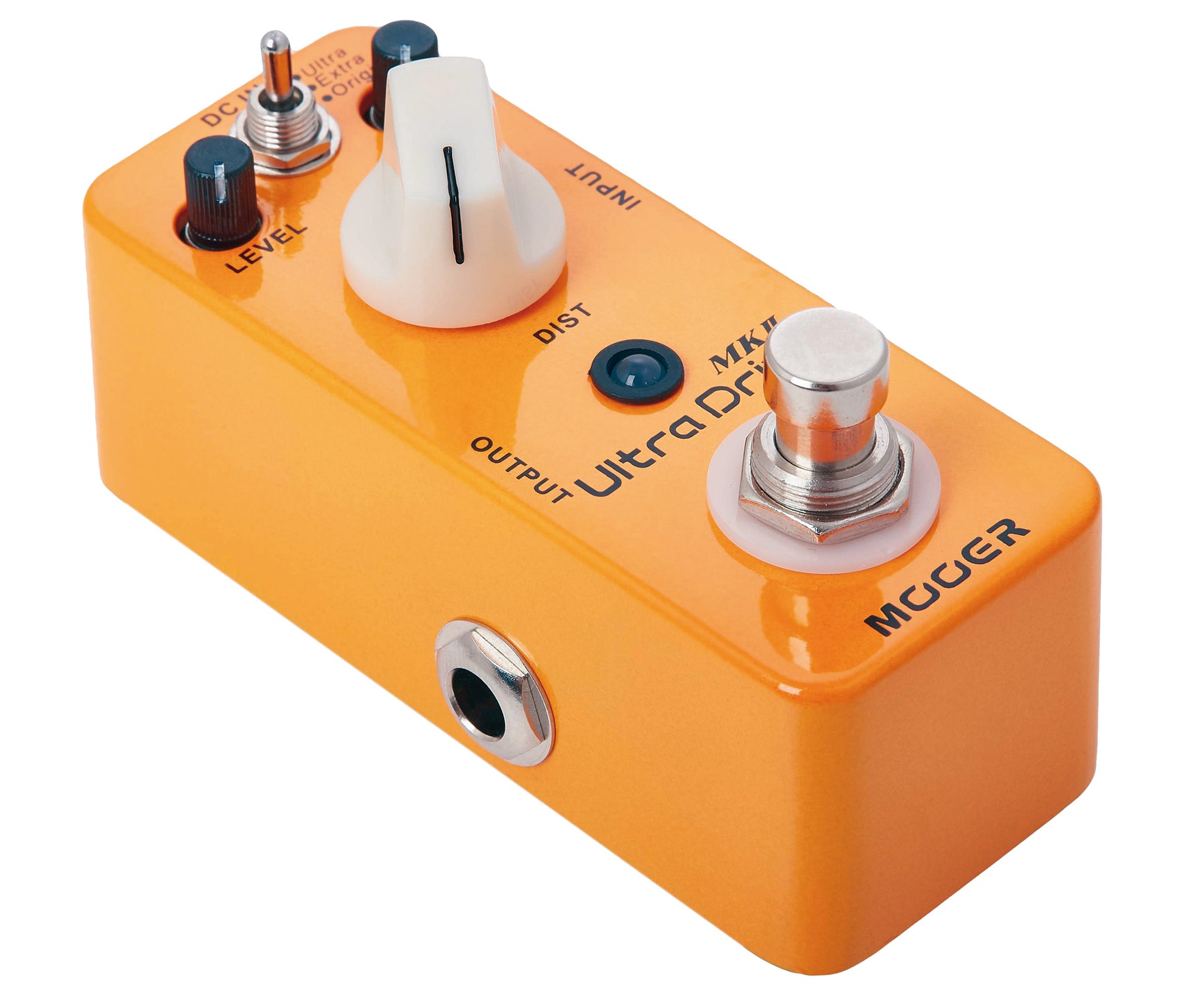 Pédale ULTRA DRIVE MKII, distorsion hi gain à 3 modes (Original/Extra/ultra), boîtier métal, true bypass, orange