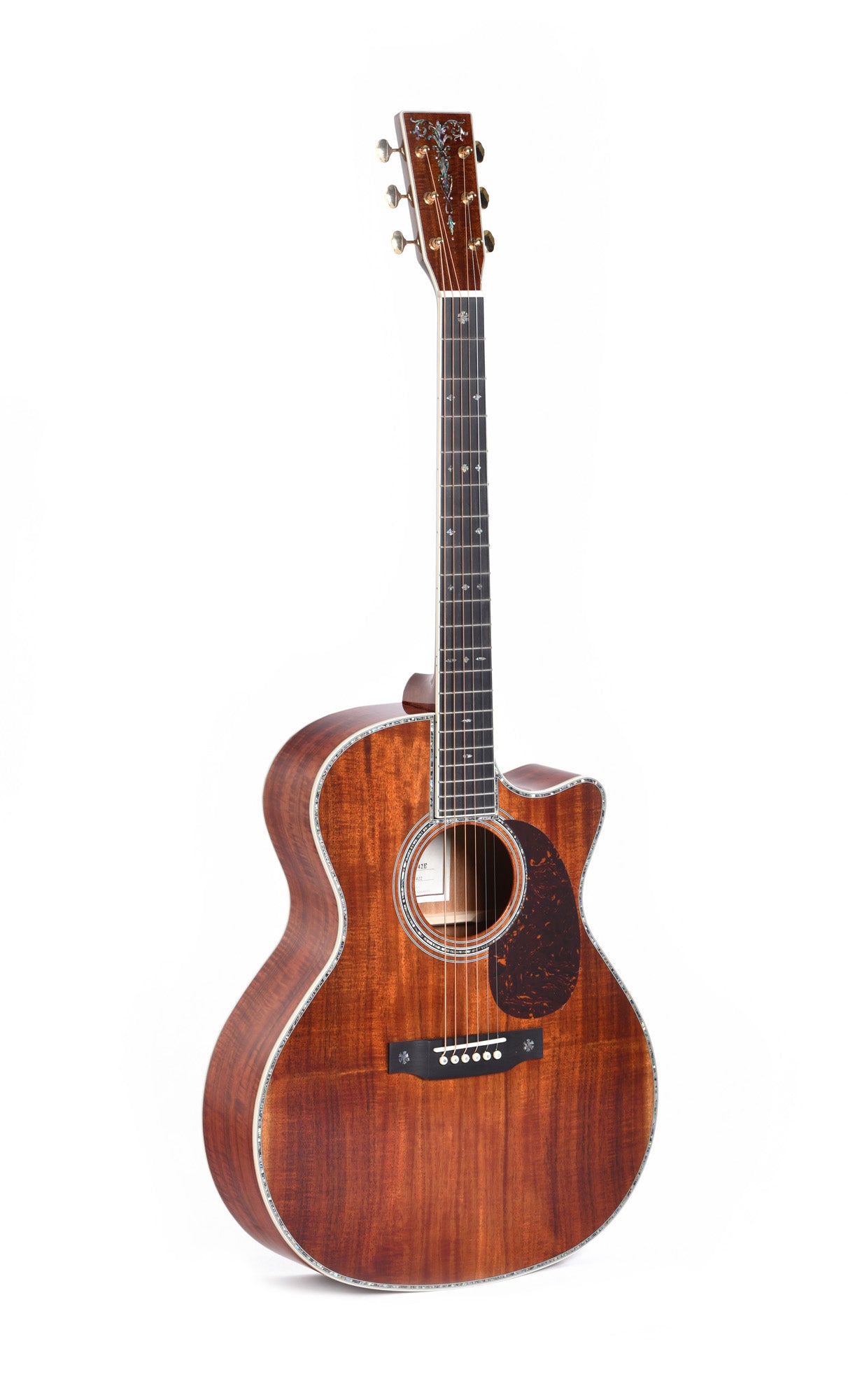 Modèle GK2C-42E, édition spéciale, Grand OM pan coupé, table Koa flammé massif, f/e Koa flammé, EQ LR Baggs, soft case, naturel