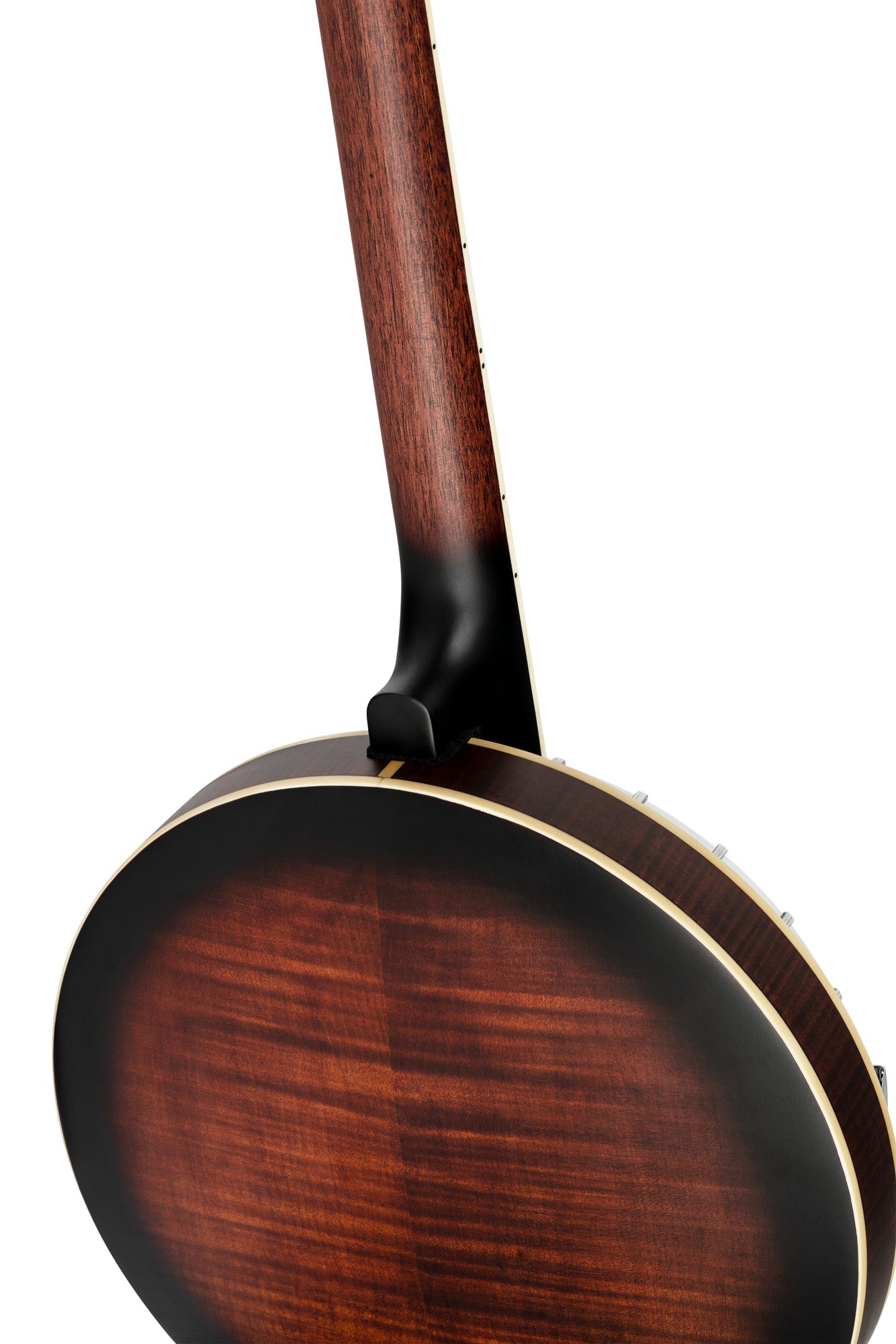 OBJ300, banjo 5 cordes, 24 tirants, fond érable, éclisses acajou, manche acajou, touche palissandre, whiskey burst satiné