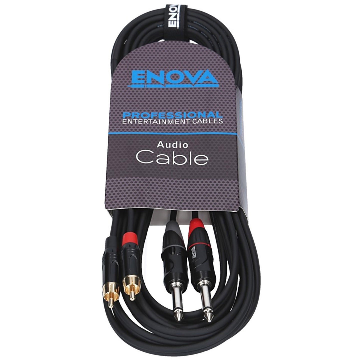 Câble patch 2x RCA/2x Jack mono, 1 mètre, noir