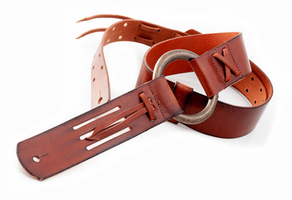 Courroie modèle LEGEND DA, cuir haute qualité, boucle métal, largeur 5 cm, longueur 95 à 145 cm, woody