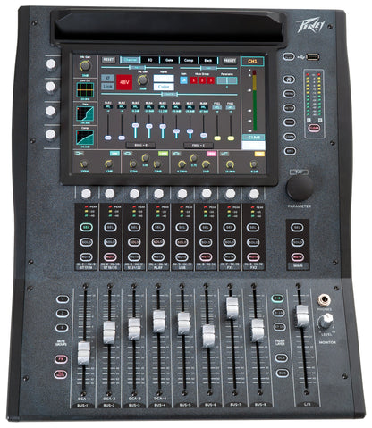 Console de mixage numérique, 28 entrées/ 14 sorties, écran tactile 10", fonction Bluetooth, USB, Wifi, finition gris/noir