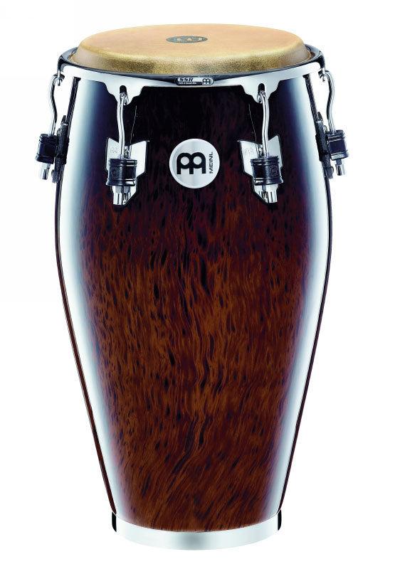 Tumba 12"1/2, 2 plis hévéa, 76 cm, peau buffle, cercle SSR 4mm, accast. chromé avec protec, sans pied, Brown Burl brillant