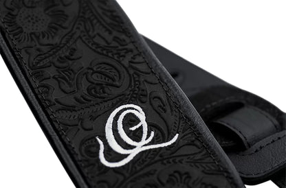 OSBY-1, courroie guitare, série Byzantine, face cuir, dos PVC (vegan), largeur 7 cm, longueur 145 cm, byzantine black