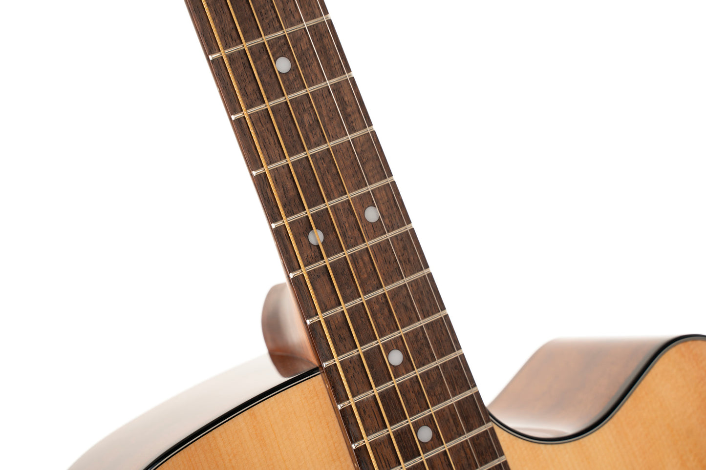 Earth 60 CE, pan coupé, table épicéa massif, fond & éclisses acajou, touche laurier, EQ CE304T, naturel brillant