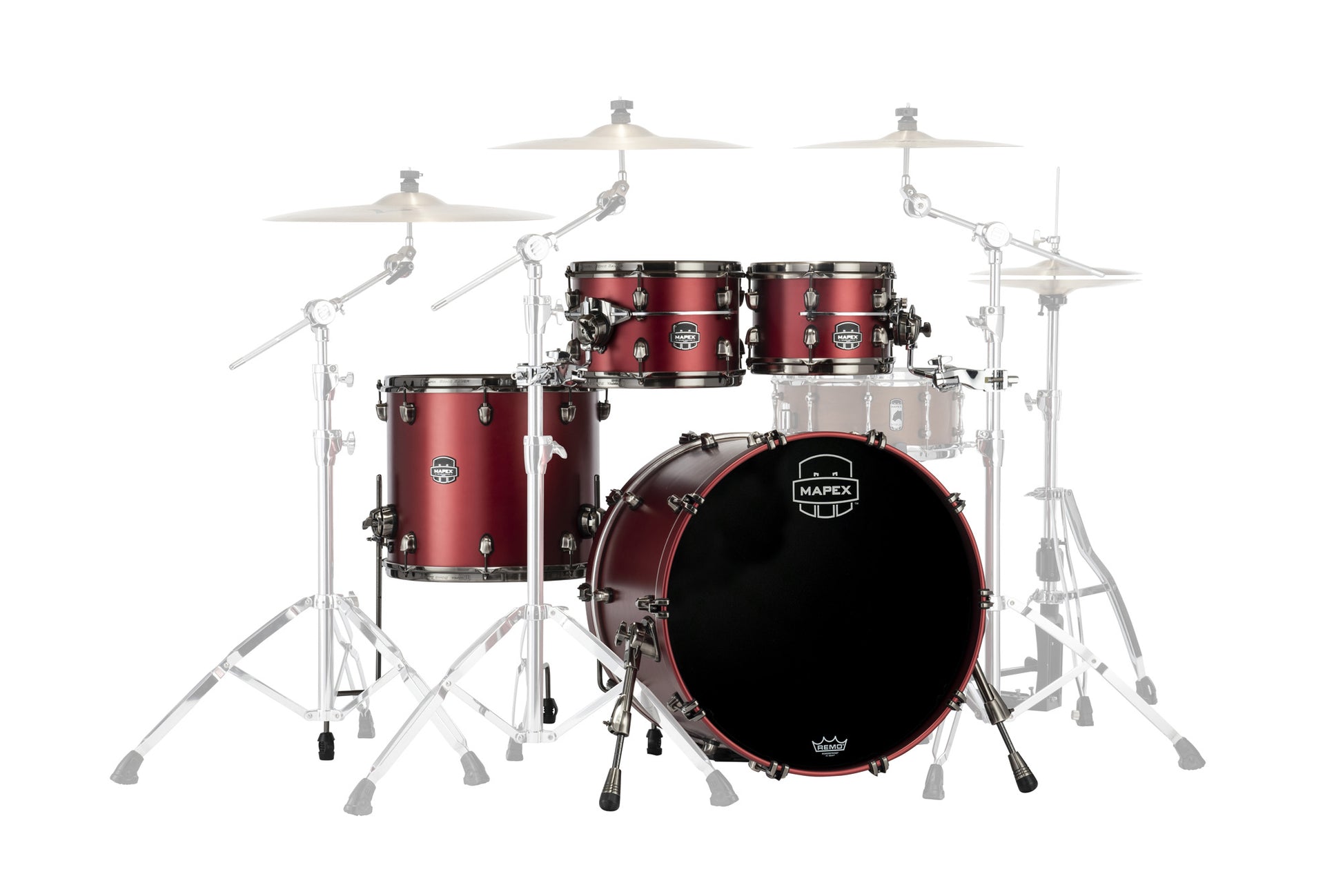 Batterie Mapex Saturn EVOLUTION STAGE 22, 4 fûts en érable et noyer, sans accessoires, Tuscan Red