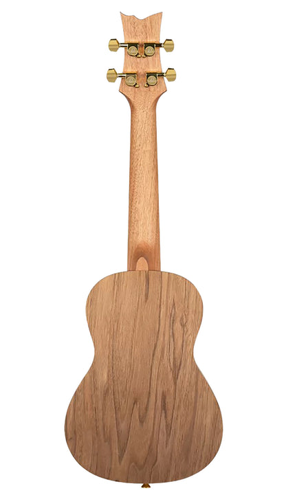 RUAR-EY, modèle Concert, table épicéa avec motif custom, fond & éclisses catalpa, manche nato, motif"Egypte" satiné