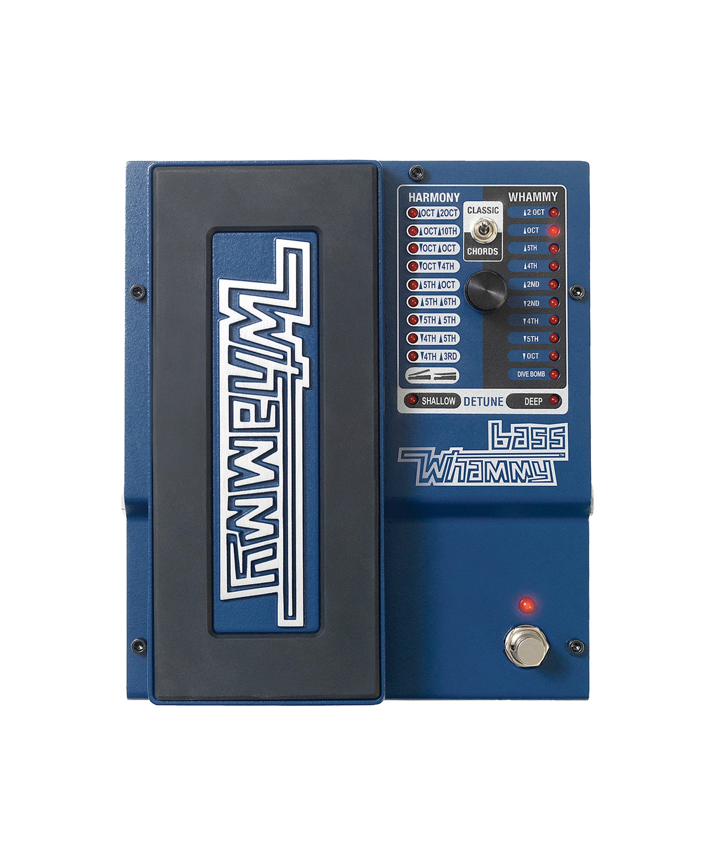 Pédale BASS WHAMMY, pitch shifter optimisé pour la basse, modes Classic et Chords (polyphonique), bleu