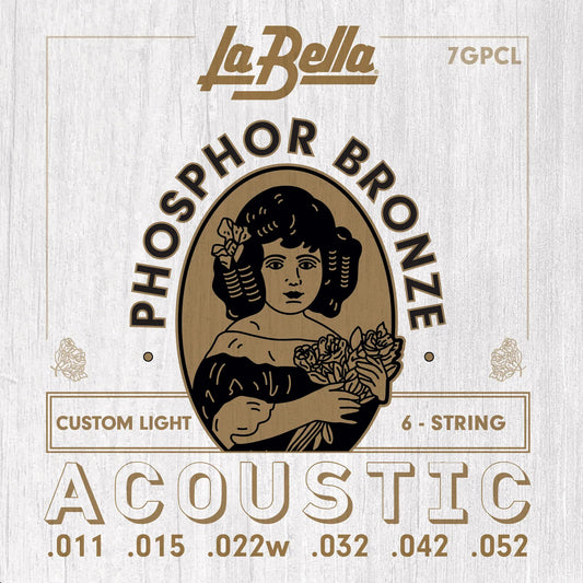 Jeu pour guitare acoustique PHOSPHORE BRONZE, tirant Custom Light (11-15-22-32-42-52)