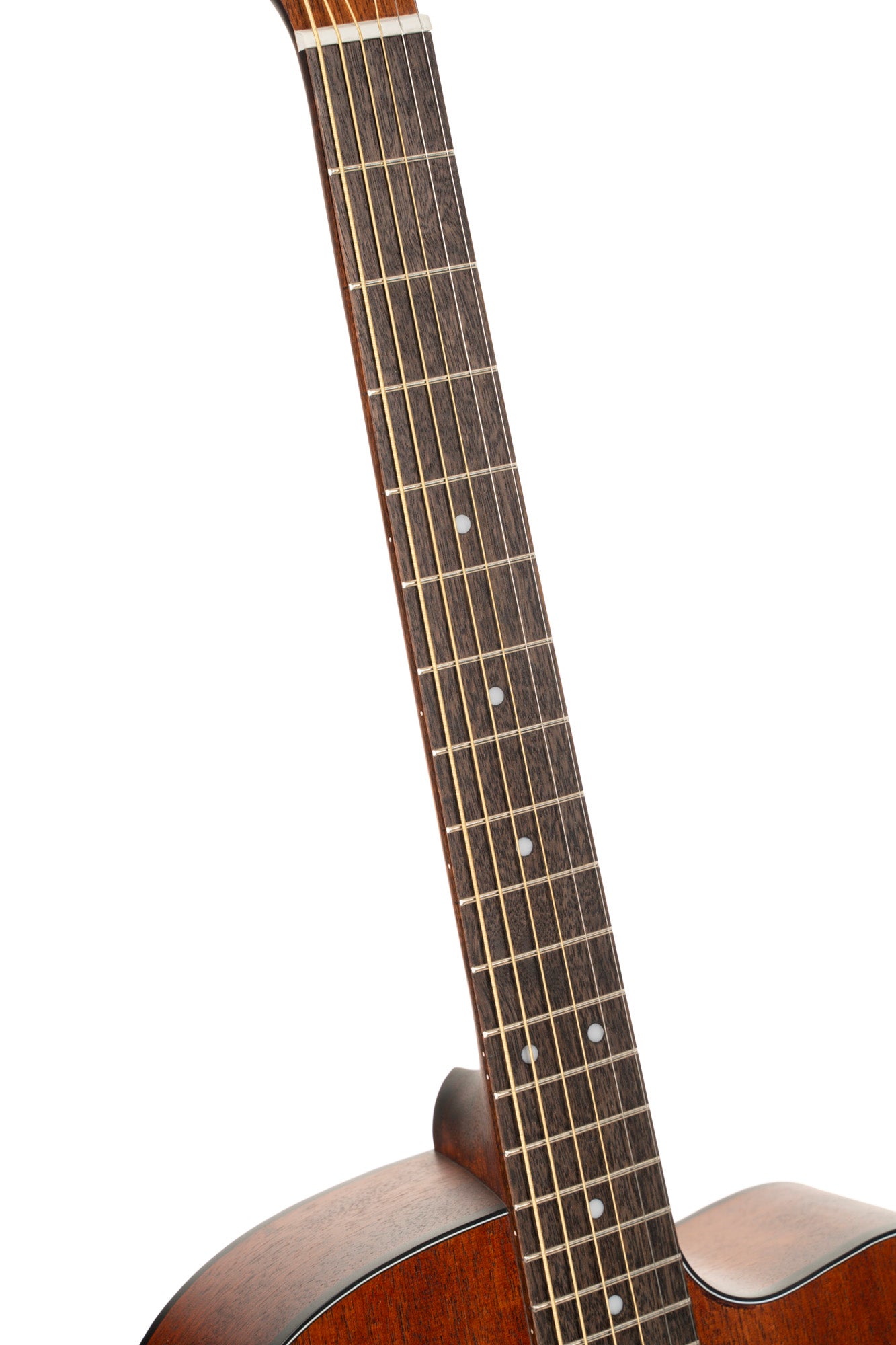 L60, forme Orchestra Model, pan coupé, table acajou massif, fond & éclisses acajou, touche laurier, EQ CE304T, pores ouverts