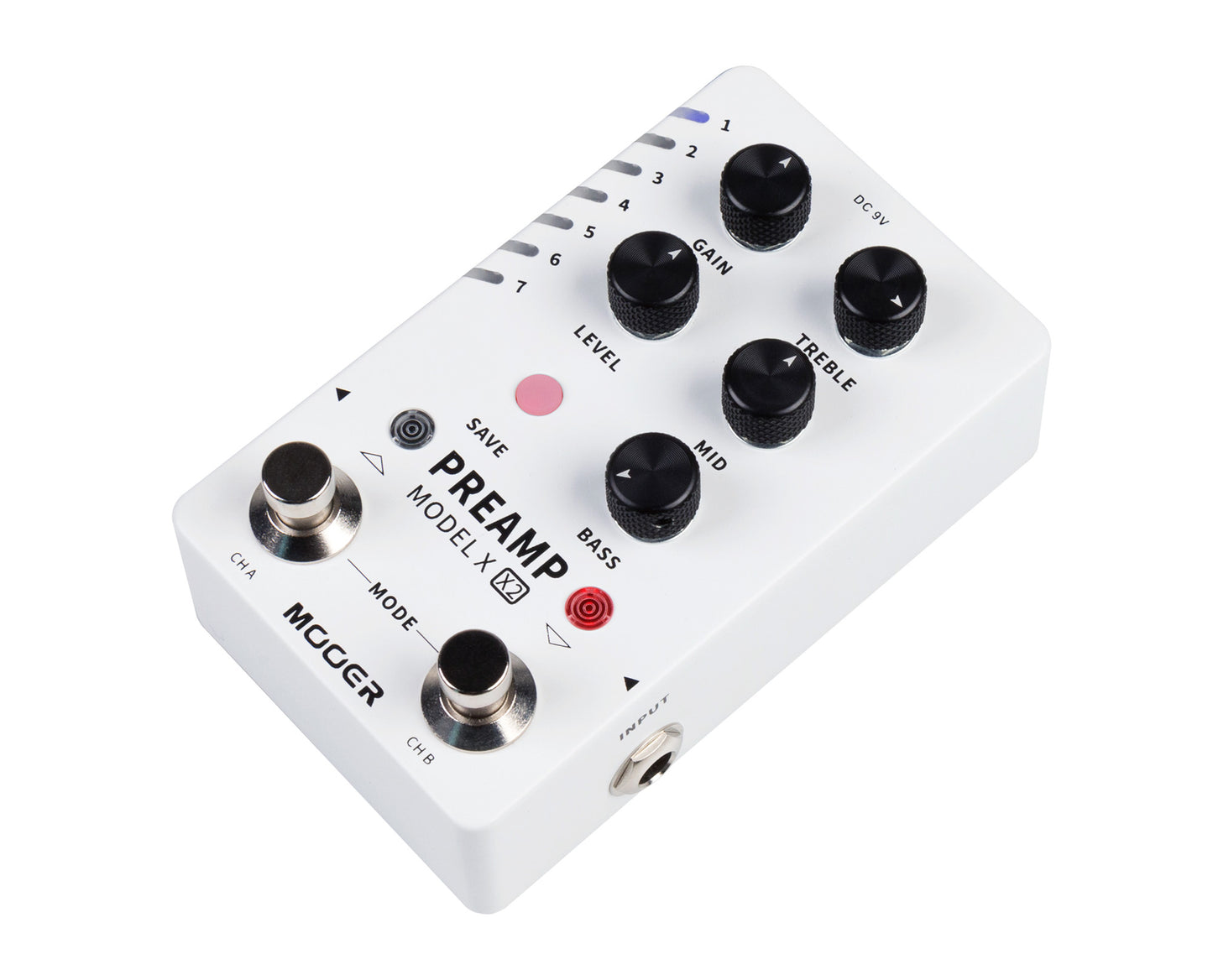 Pédale PREAMP MODEL X X2, préamplificateur numérique deux canaux, 14 presets, technologie d'échantillonnage MNRS, blanc
