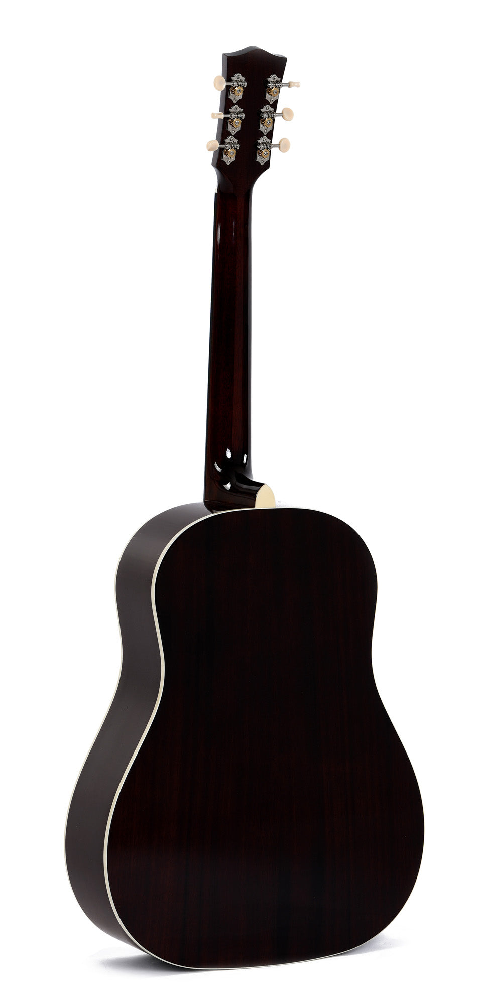 Modèle SJM-SG45, Dreadnought Slope Shoulder, table épicéa massif, f/e acajou massif, EQ LR Baggs, soft case, sunburst brillant