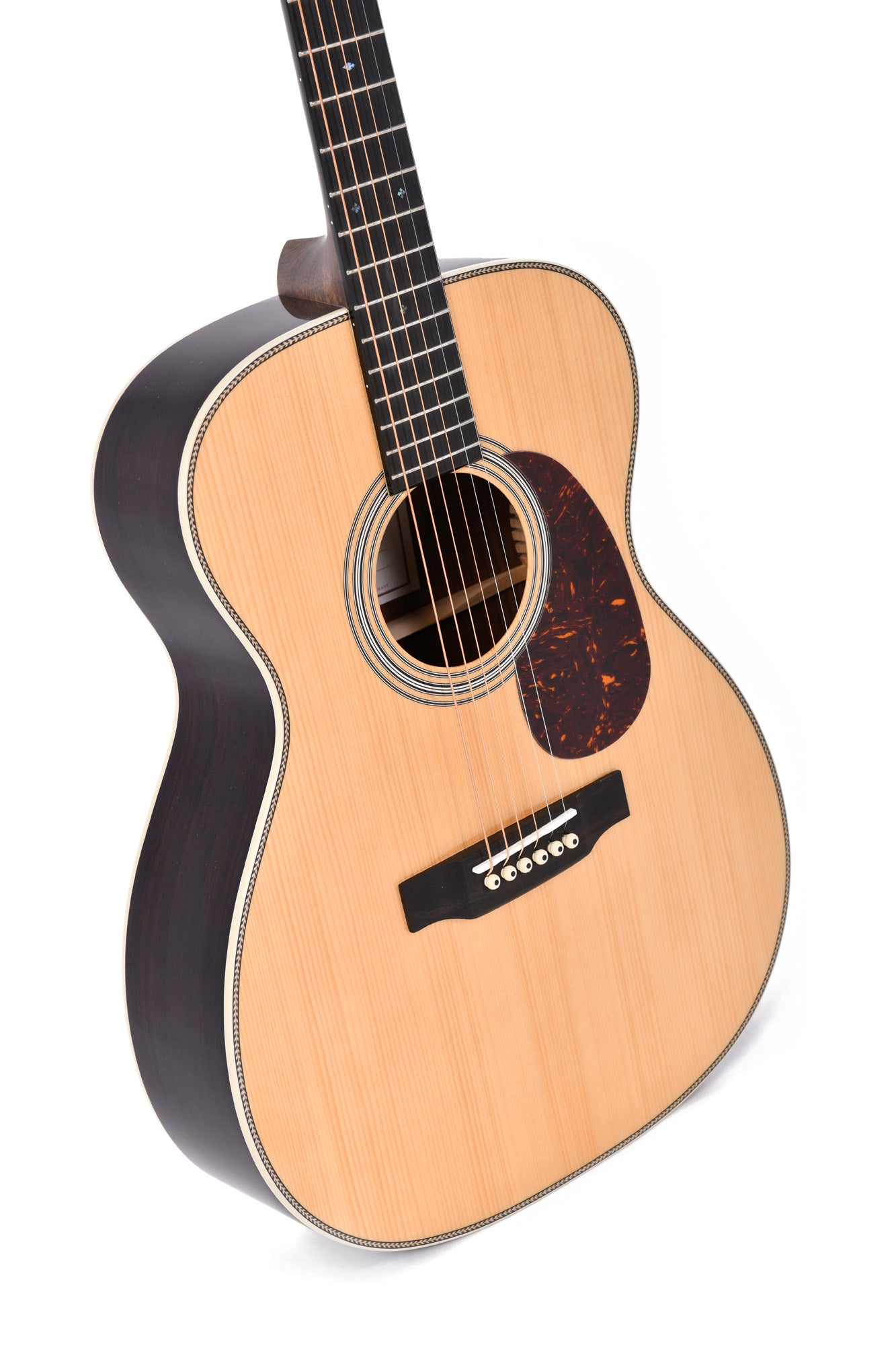 Modèle S000R-28V, série Custom, Forme 000, table épicéa massif, f/e palissandre massif, touche ébène, soft case, naturel