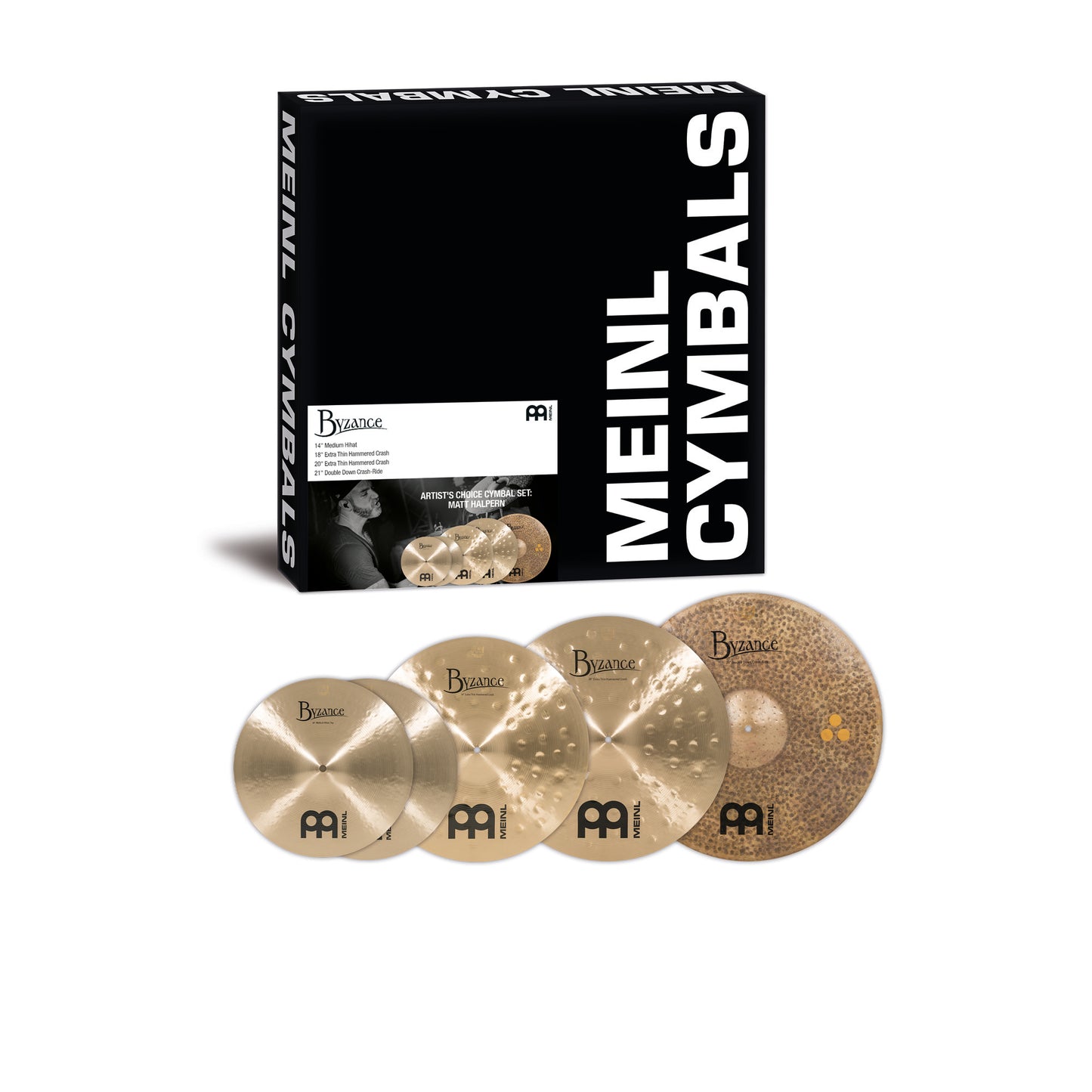 Pack de cymbale Matt Halpern Meinl Byzance Artist's Choice 14"18"20"21" alliage bronze B20 Traditional, Dark