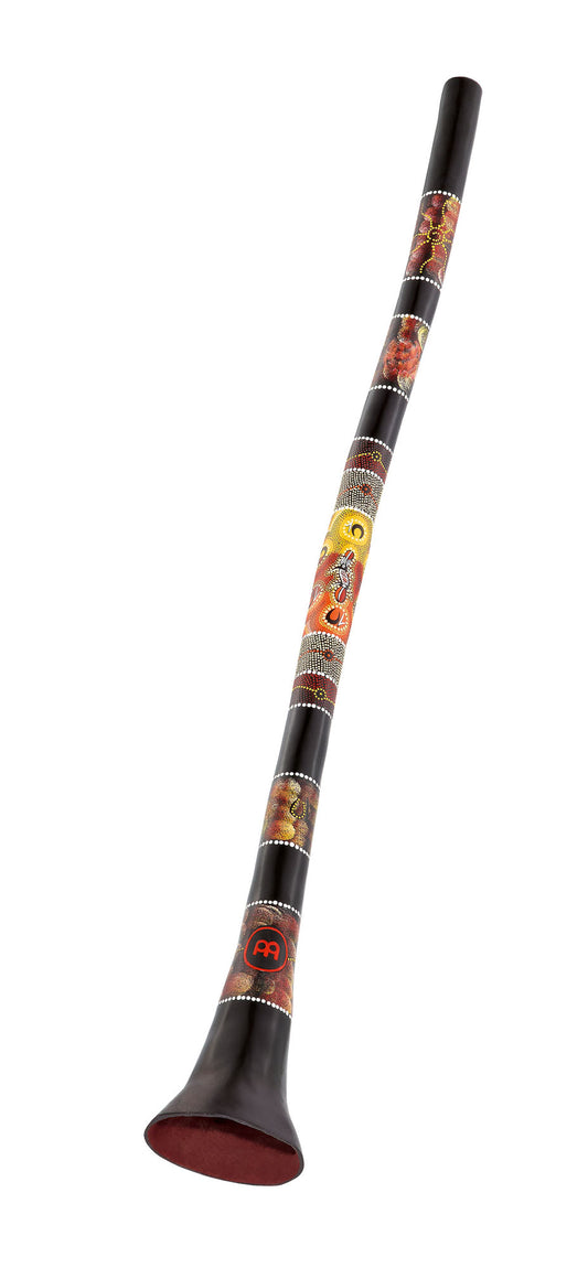 Didgeridoo fibre de verre 145 cm, accord en Ré, extrémité évasée, noir avec motifs