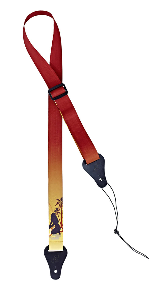 Courroie ukulélé, extrémités cuir, largeur 3.7 cm, longueur jusqu'à 135 cm, palm island