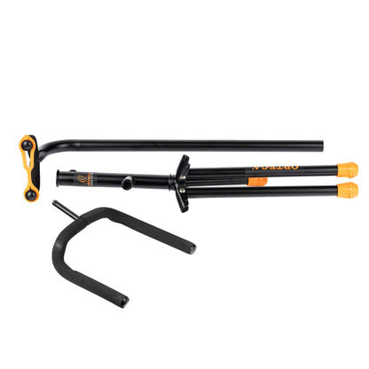 Support pour guitares, solide et léger, repliable, étriers avec revêtement néoprène, noir et orange