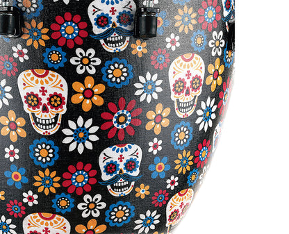 Djembé Meinl Day of the Dead 12", hauteur 61cm, peau synthétique, poids léger, finition Day of the Dead