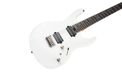 MOOER MMT100, corps aulne américain, manche érable torréfié, touche palissandre, pearl white, avec housse