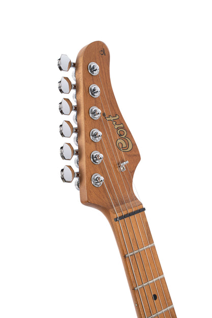 G290 FAT II, corps sassafras, table érable flammé, manche et touche érable torréfié, 2 micros Voiced Tone VTH-77, violin burst