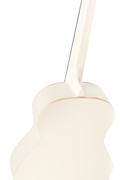 R121-3/4, table épicéa, fond & éclisses acajou, manche acajou (sillet 45 mm), housse, blanc brillant