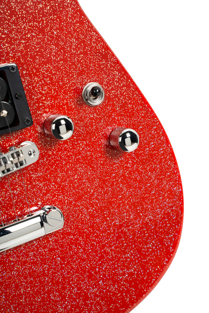 MBM-2H, signature Matt Bellamy, corps tilleul, manche érable, micros,"Kill" bouton, rouge pailleté