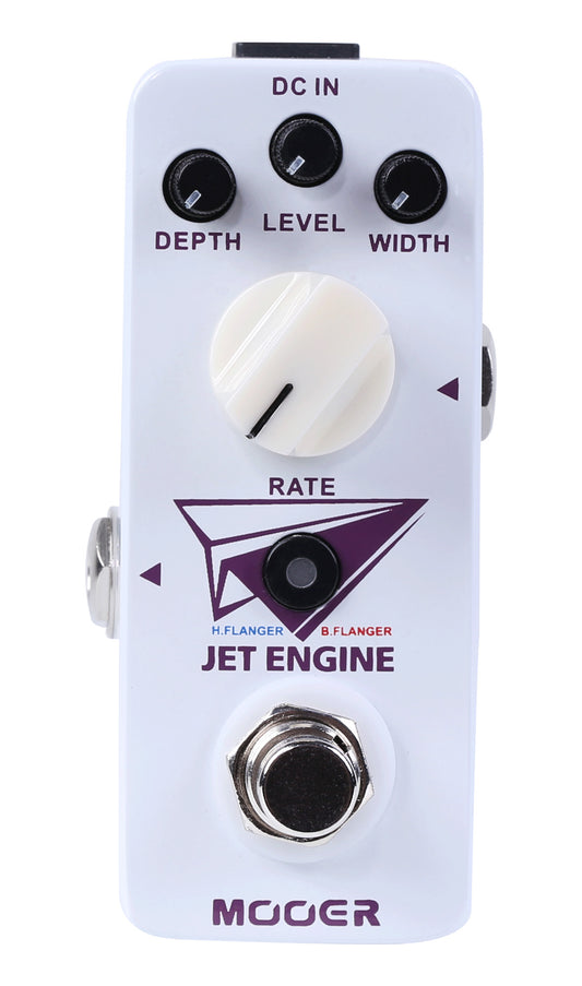 Pédale JET ENGINE, flanger numérique deux modes (H.Flanger/B.Flanger), boîtier métal, true bypass, blanc